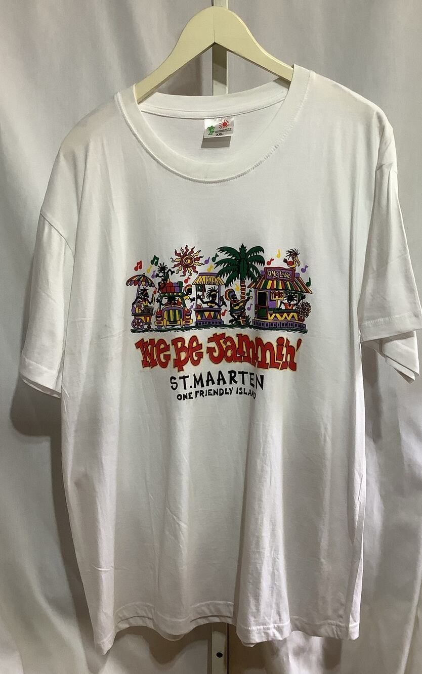 Caribbean Ts Shirt Mens XXL White We Be Jammin St Maarten Graphic Tee